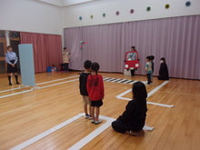 5歳児の歩行体験の様子