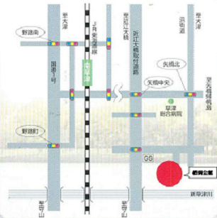 橋岡会館への案内図