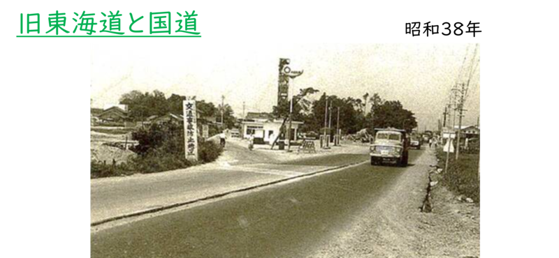 昭和時代の旧東海道と国道の様子