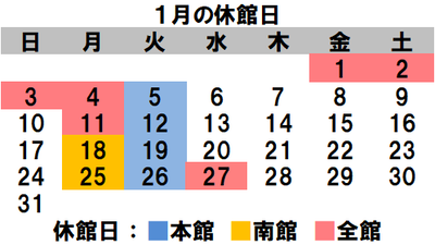 1月のカレンダー