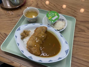 県産豚のカツがのったうみのこカレー