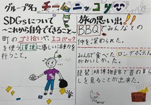 グループ名「チームニッコリ」ゴミ拾いやエコバックを使うことが書かれている。