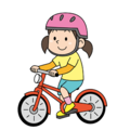 ヘルメットを被って自転車に乗る児童