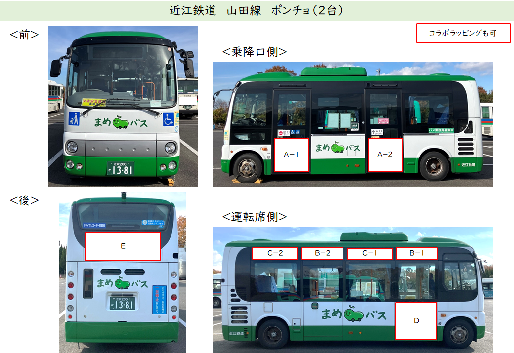 近江鉄道　山田線　ポンチョのイメージ写真。コラボラッピングも可。