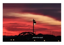 立木橋の夕焼け