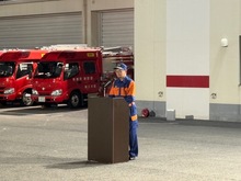 草津市消防団消防操法訓練第一次激励の写真