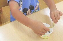 オクラの種を取り出している写真