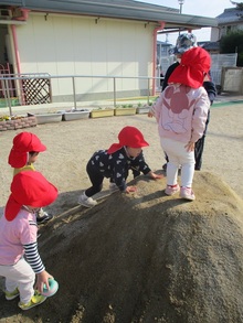 築山で遊ぶこどもたちの様子
