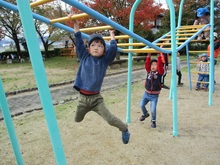 雲梯をしている様子