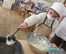 焼いているところ