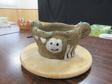 赤土でつくった植木鉢のできあがり