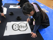 雪だるまを書いているところ