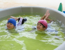 わにさんになりきって水の中を歩いています